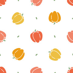 Seamless pattern with simple bell pepper vegetables. Vector flat background for prints and wallpapers