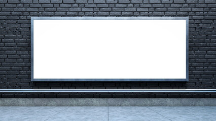City light boxe on the white brick wall. 3d illustration