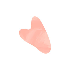Gua sha quartz stone for self massage and skin care, flat vector illustration isolated on white background. Pink guasha scraper for spa and alternative medicine.