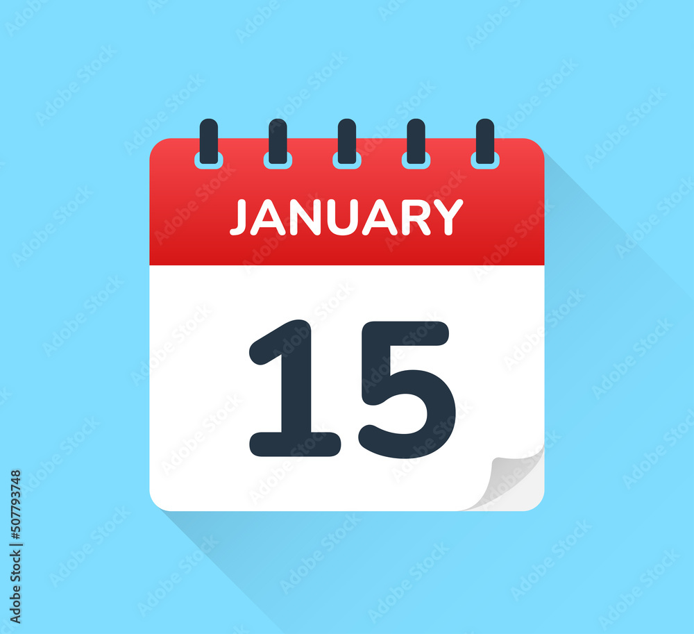 Poster january 15. vector flat design of daily calendar icon. date and day of the year.