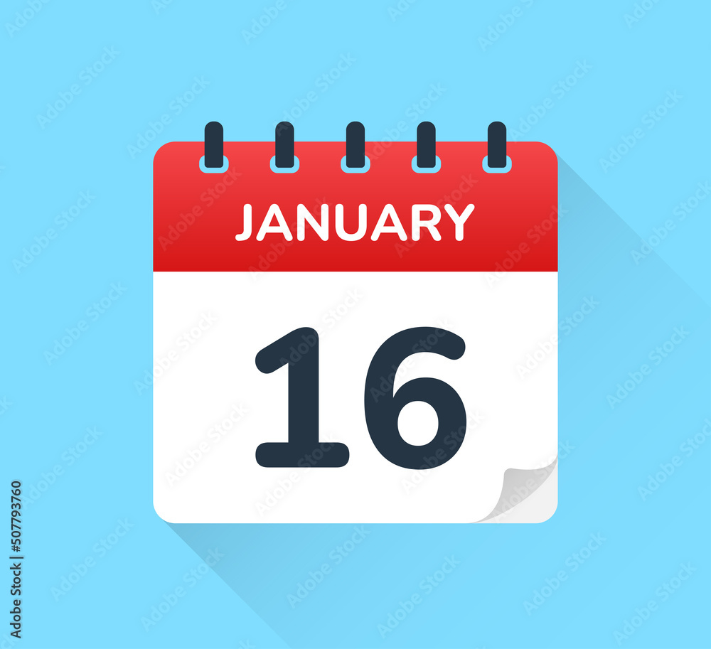 Aufkleber january 16 calendar - schedule an appointment vector design template