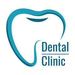 Dental clinic logotype vector isolated. Logo for dentistry. Abstract shape, modern design for logo. Medical business concept. Blue tooth icon.