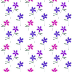 Fototapeta na wymiar Vector floral seamless pattern. Flat doodle flower ornament wallpaper. Abstract summer holiday backdrop. Design for fabric, textile, clothes print, wrapping paper or package.