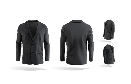 Blank Black Men Blazer Mock Up, Different Views