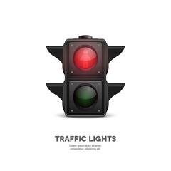 Vector Banner with 3d Realistic Detailed Road Traffic Lights Isolated on White Background. Safety Rules Concept, Design Templete. Stoplight, Traffic Lights Template