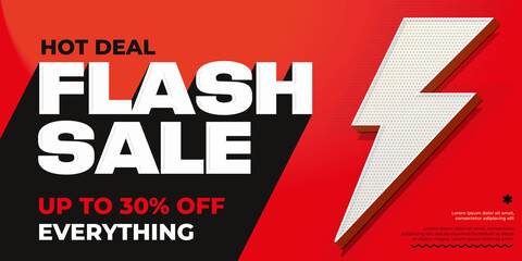 Flash sale banner with up to 30 percent off on everything