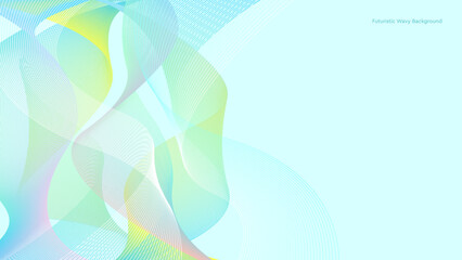 Vector curved ribbons of many lines on one side of the image. Futuristic soft color background for business presentations and covers