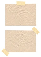 Realistic paper pieces with adhesive tape on white background. Sticky notes. Isolated.