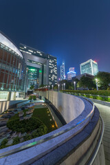 Naklejka premium midtwon of Hong Kong city at night