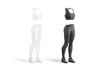 Blank black and white women sport uniform mockup, side view