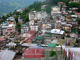A view of Gangtok city with full of buildings established in the hill top. According to the Geological Survey of India, Sikkim falls in 4th seismic zone, where high concrete structures are not allowed