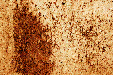 Abstract brown decayed rust stains on old white, brown background, rust stains for background.