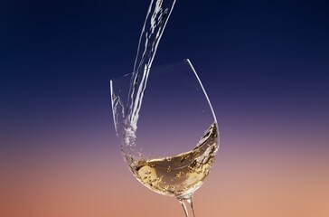 A glass of tasty sweet wine at a wine tasting concept