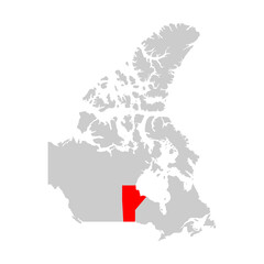Manitoba province highlighted on the map of Canada