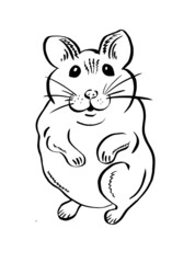 Cute funny chinchilla for stickers. Hand drawn rodent: mouse, hamster or chinchilla.