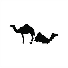 A Pair of Camel Silhouette for Logo or Graphic Design Element, Vector Illustration
