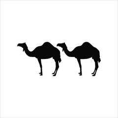 A Pair of Camel Silhouette for Logo or Graphic Design Element, Vector Illustration