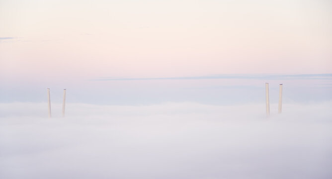 Morning fog over the bridge.