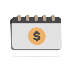 3d calendar concept with dollars in minimal cartoon style