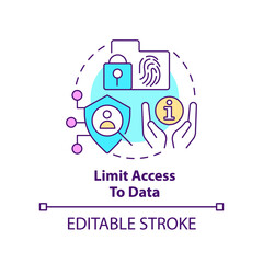 Limit access to data concept icon. Manage customer digital identity abstract idea thin line illustration. Cybersecurity. Isolated outline drawing. Editable stroke. Arial, Myriad Pro-Bold fonts used
