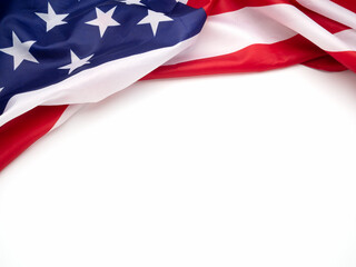 Top view of the American flag on a white background - Powered by Adobe