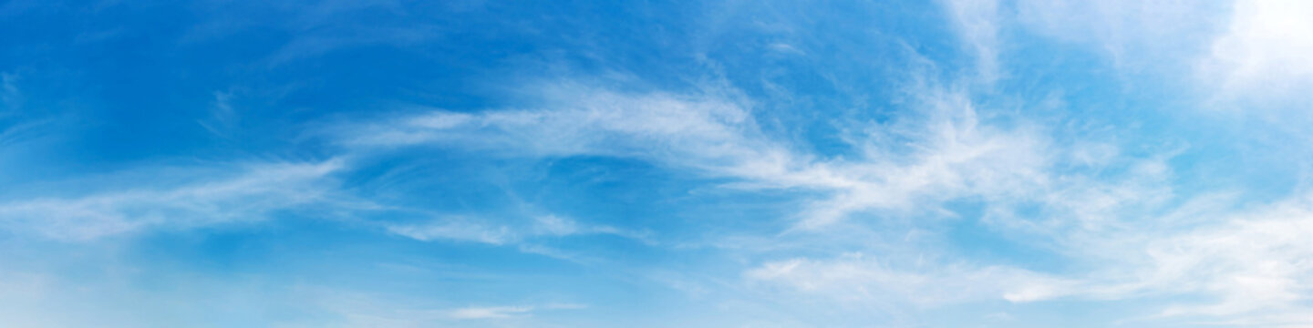 Panorama sky with cloud on a sunny day. Beautiful cirrus cloud.