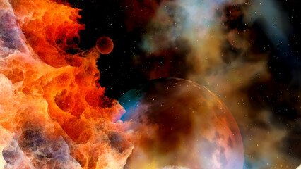 Obraz na płótnie Canvas Alien galaxy with nebula and planet.