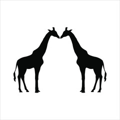 A Pair of Giraffe Silhouette for Logo or Graphic Design Element. Vector Illustration