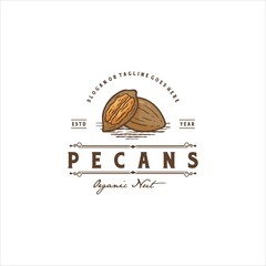 Pecan Nut Logo Design Vector Image
