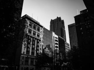 Black and white buildings