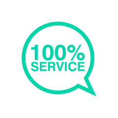 100% quality service speech bubble