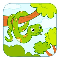 Cute Snake cartoon. Snake clipart vector. Nature background