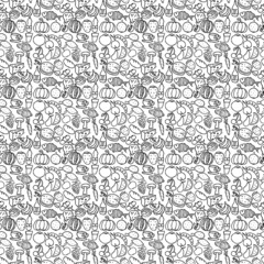 Seamless food pattern. Doodle pattern with food icons. Food background