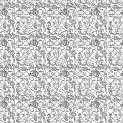 Seamless food pattern. Doodle pattern with food icons. Food background