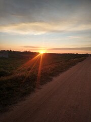 sunset on the road