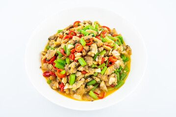 A dish of home-cooked chili stir-fry