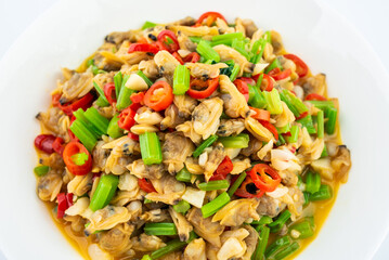 A dish of home-cooked chili stir-fry