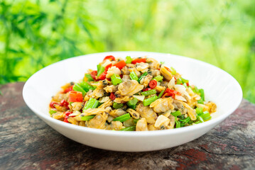 Chinese food spicy clam meat