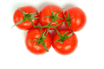 Red and ripe tomatoes white background.
