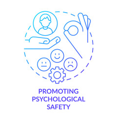 Promoting psychological safety blue gradient concept icon. Inclusive leadership attribute abstract idea thin line illustration. Healthy dynamics. Isolated outline drawing. Myriad Pro-Bold font used