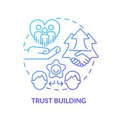 Trust building blue gradient concept icon. Attribute of inclusive leadership abstract idea thin line illustration. Motivated workforce. Isolated outline drawing. Myriad Pro-Bold font used