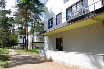 houses from the Bauhaus architecture in Dessau and Weimar