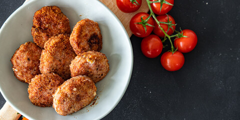 cutlet meat pork, beef, lamb, chicken meal food snack diet on the table copy space food background rustic