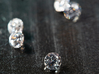 Close up shot of group multi colors diamond on a black background
