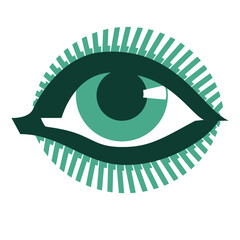 Open eyes with large eyelashes and a glare on the pupil