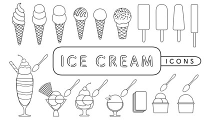 アイスクリームとパフェのアイコン セット