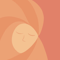 Vector illustration of a stylized girl in orange colors.