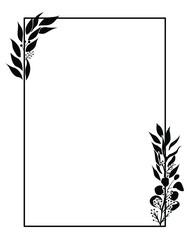 Floral Rectangular Frame or Border design isolated on white background  - vector illustration