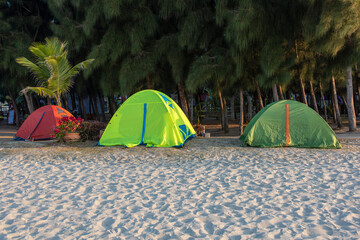 A tent for camping by the sea