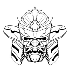 Samurai illuatration head art line vector